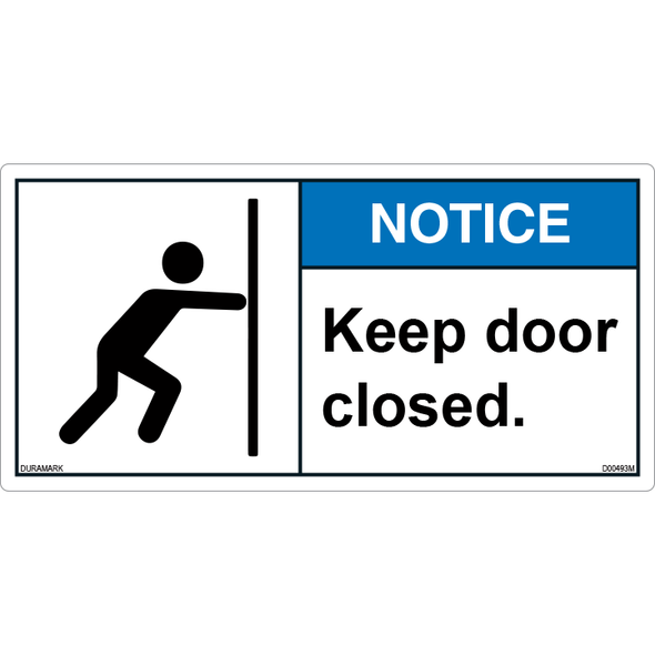 Vsafety Sicherheitsschild „This Door Is Alarmed“ – Selbstklebend, 300x100 Mm, Blau, Gemäß EN ISO 7010