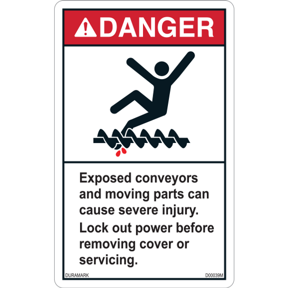ANSI Safety Label - Danger - Conveyor Safety - Exposed Conveyors/Moving Parts