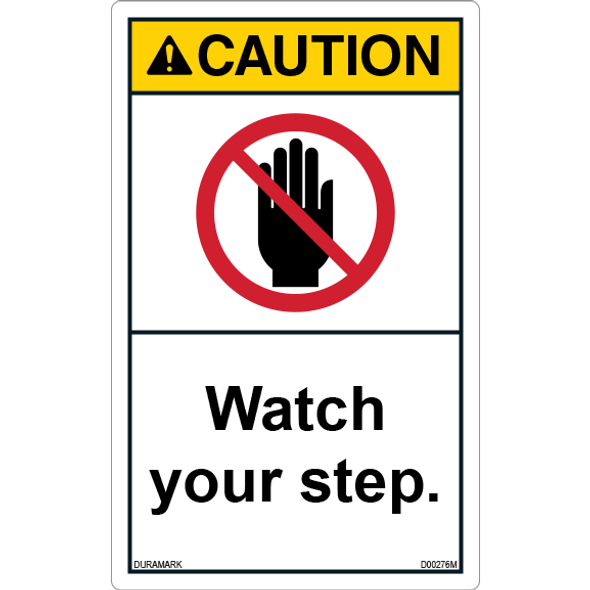 ANSI Safety Label - Caution - Watch Your Step - Vertical