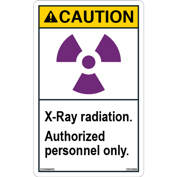 ANSI Safety Label - Caution - X-Ray Radiation - Authorized Personnel - Vertical