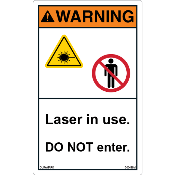 ANSI Safety Label - Warning - Laser in Use - Do Not Enter - Vertical