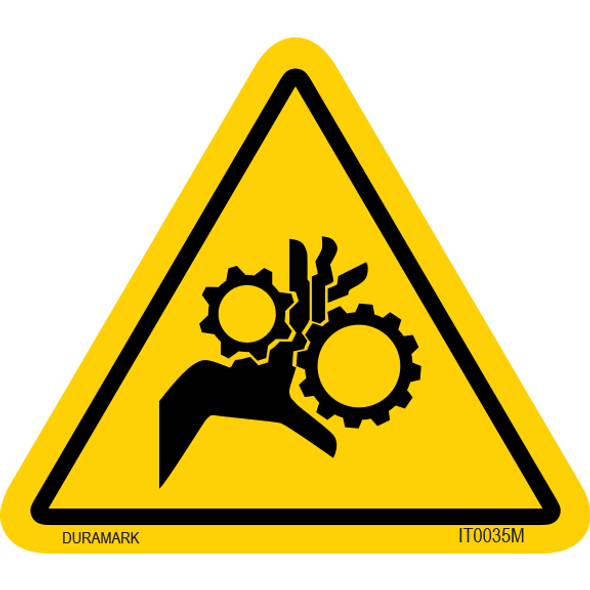 ISO safety label - Triangle - Entanglement - Hand - Gear