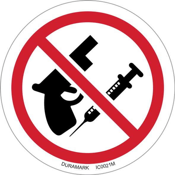 ISO safety label - Circle - Prohibited - No Weapons And Drugs