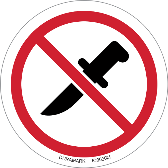 ISO safety label - Circle - Prohibited - No Knives