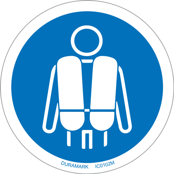 ISO safety label - Circle - Mandatory - Life Jacket/Vest Required