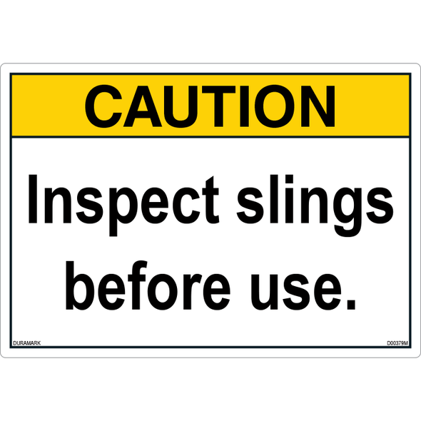 ANSI Safety Label - Caution - Inspect Slings Before Use