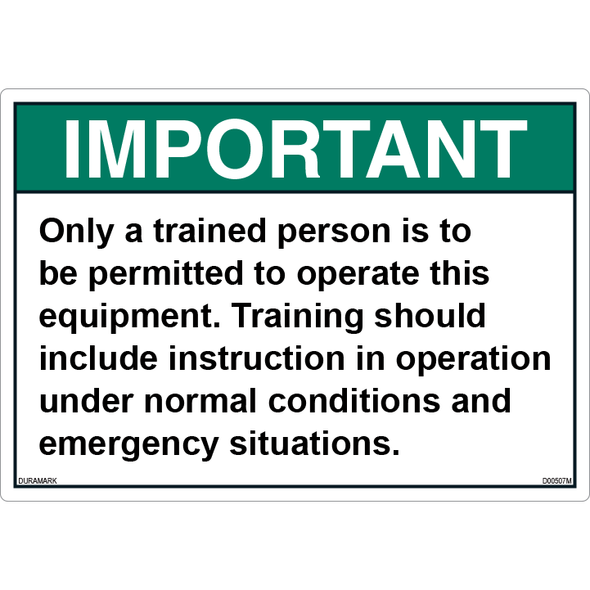 ANSI Safety Label - Important - Only Trained Persons