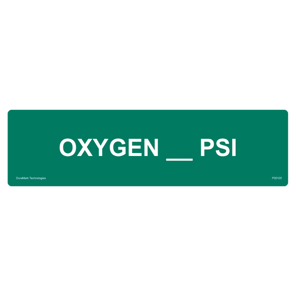 Pipe Label - Oxygen (Green Write On Background)