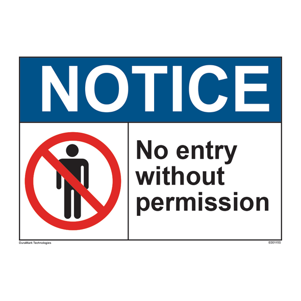 Notice No Entry Without Permission