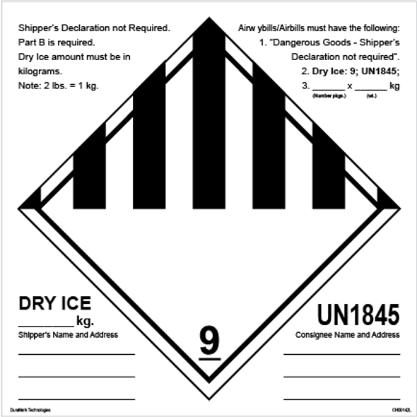 DOT Label Dry Ice 9 Label