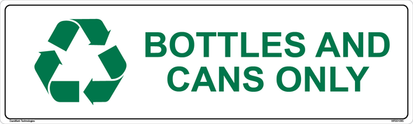 Bottles and Cans Only (With Recycling Symbol) Label