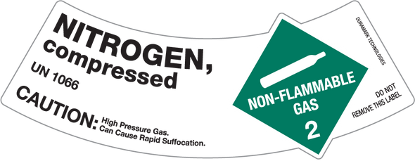 Cylinder Shoulder Label For Class 2 Non-Flammable Gas: Nitrogen, Compressed - Caution - UN 1066