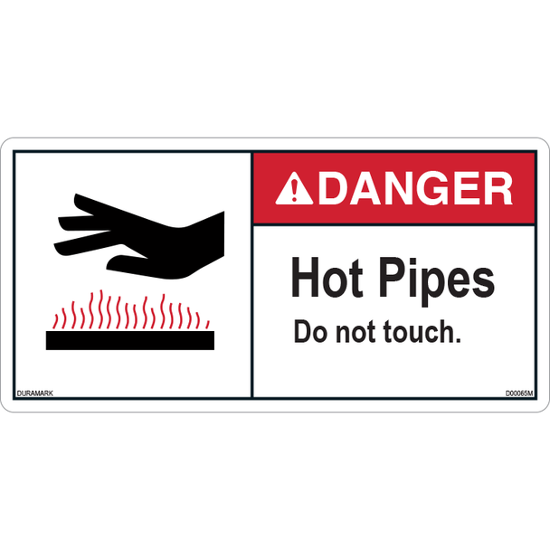 ANSI Safety Label - Danger - Hot Pipes - Do Not Touch
