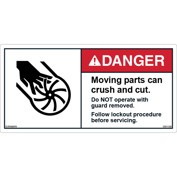 ANSI Safety Label - Danger - Moving Parts - Guard Removed