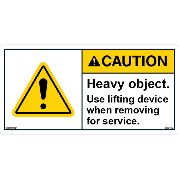ANSI Safety Label - Caution - Heavy Object - Use Lifting Device