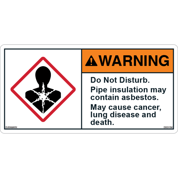 ANSI Safety Label - Warning - Asbestos - Do Not Disturb