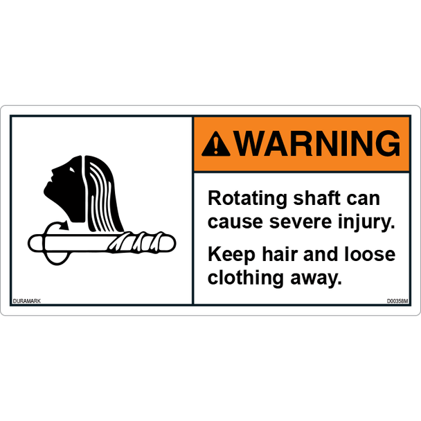 ANSI Safety Label - Warning - Rotating Shaft Injury