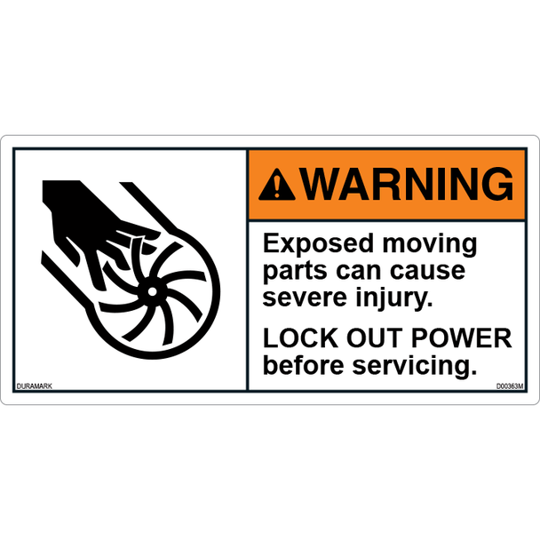 ANSI Safety Label - Warning - Lock out - Before Servicing