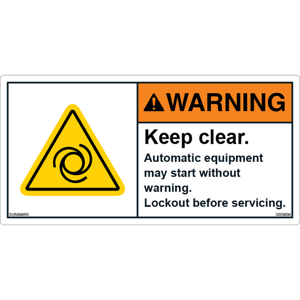 ANSI Safety Label - Warning - Keep Clear