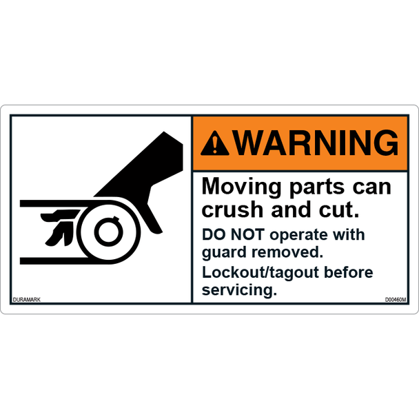 ANSI Safety Label - Warning - Roller - Crush And Cut - Lockout/Tagout