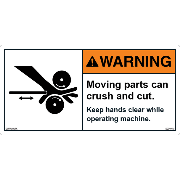 ANSI Safety Label - Warning - Crush And Cut - Keep Hands Clear