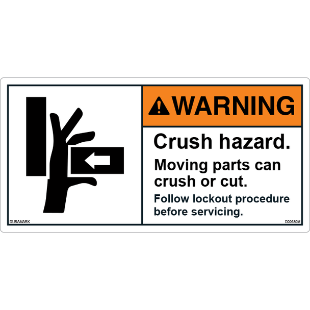ANSI Safety Label - Warning - Crush Hazard - Lockout