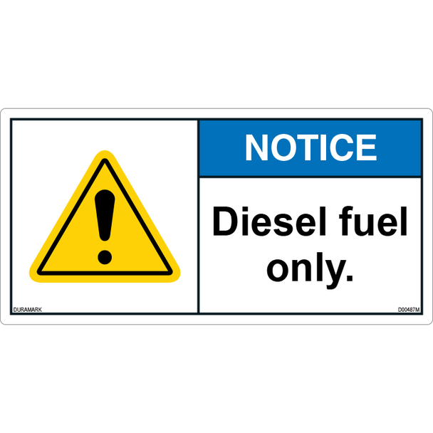 ANSI Safety Label - Notice - Diesel Fuel Only