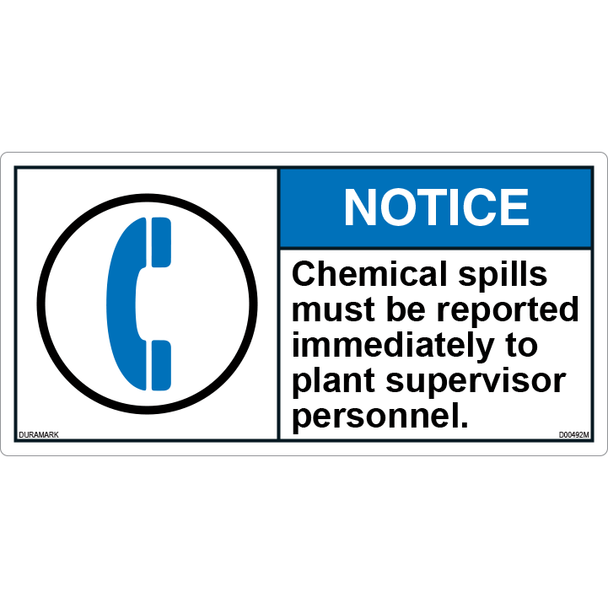 ANSI Safety Label - Notice - Chemical Spills
