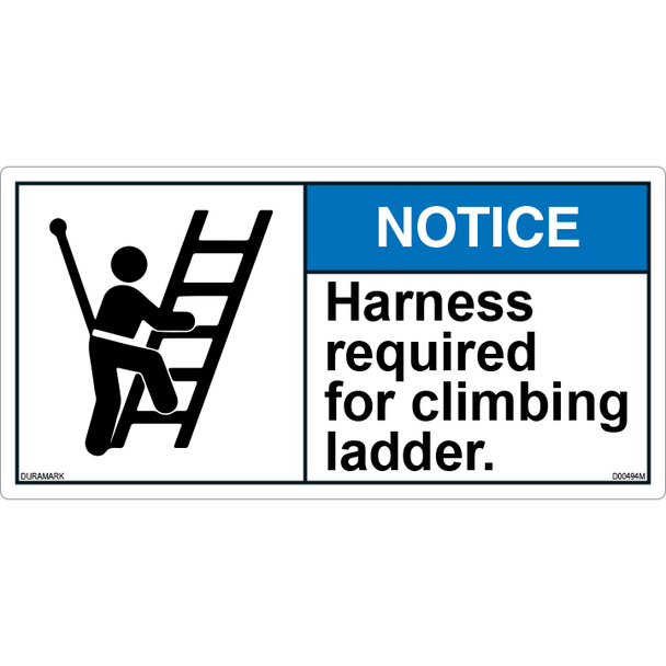 ANSI Safety Label - Notice - Harness Required