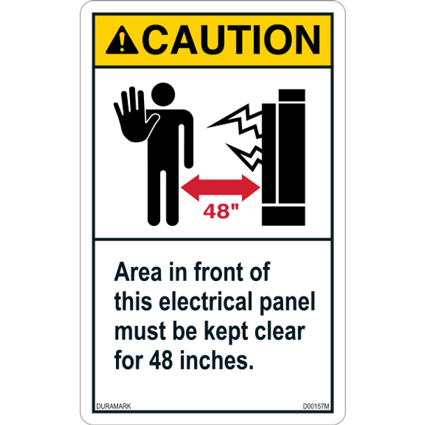 ANSI Safety Label - Caution - Electric Safety - Electric Panel - Keep Clear 48 inches - Vertical