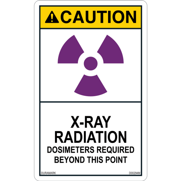 ANSI Safety Label - Caution - X-Ray Radiation - Dosimeters Required - Vertical