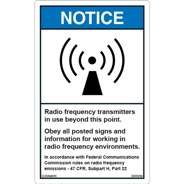 ANSI Safety Label - Notice - Radio Frequency Transmitters in Use - Vertical