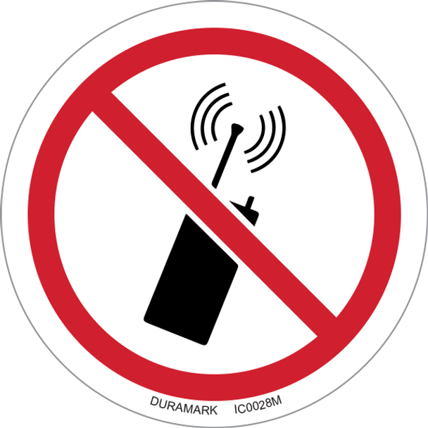 ISO safety label - Circle - Prohibited - No Mobile Phones Or Transmitters