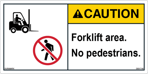 ANSI Safety Label - Caution - Forklift Area - No Pedestrians