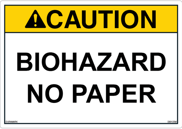 ANSI Safety Label - Caution - Biohazard - No Paper