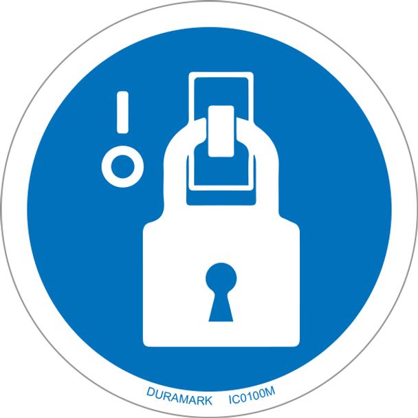 ISO safety label - Circle - Mandatory - Lock-Out In De-Energized State