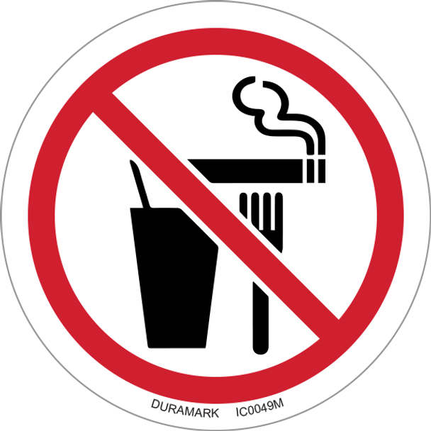 ISO safety label - Circle - Prohibited - Do Not Eat Drink Or Smoke