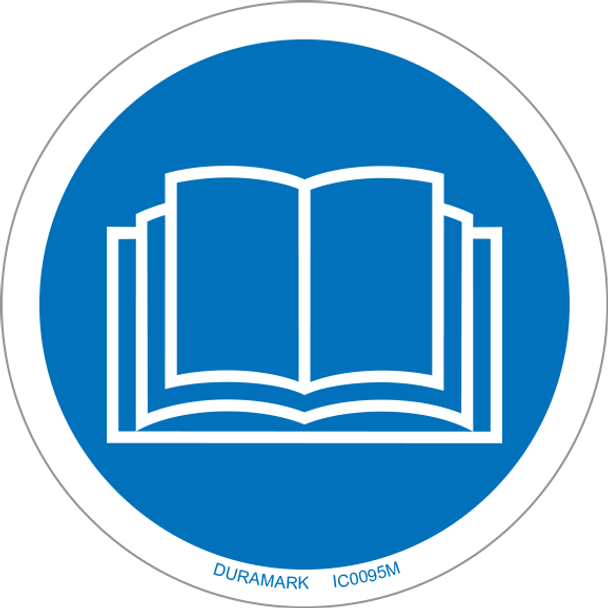 ISO safety label - Circle - Mandatory - Refer To Operators Manual