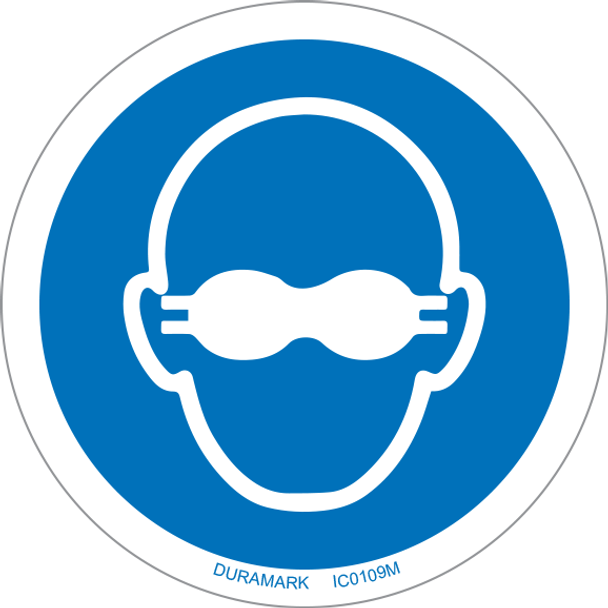 ISO safety label - Circle - Mandatory - Wear Opaque Eye Protection