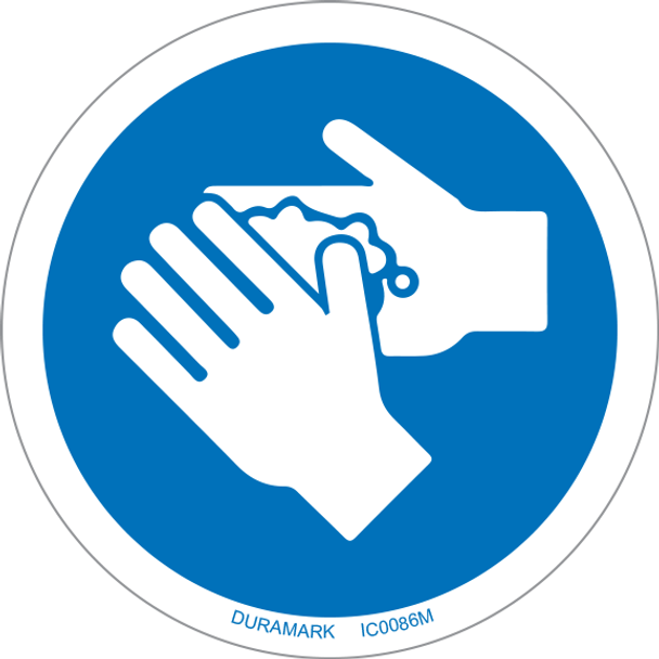 ISO safety label - Circle - Mandatory - Wash Your Hands