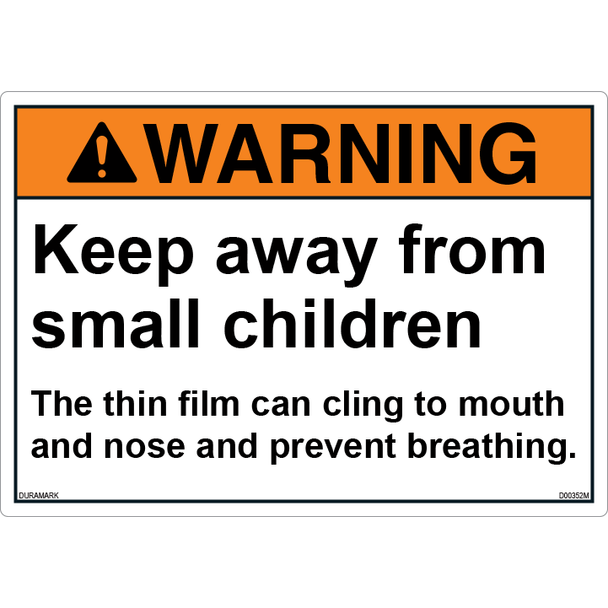 ANSI Safety Label - Warning - Choking Hazard - Thin Film