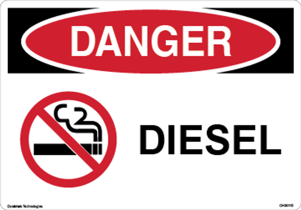 Danger: Diesel Sign (No Smoking Symbol)
