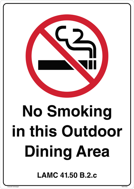 California No Smoking Outdoor Dining Areas Label