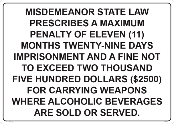 Tennessee Weapons Fine Where Alcholic Beverages Sold Label