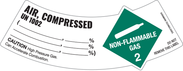 Cylinder Shoulder Label For Class 2 Non-Flammable Gas: Air, Compressed - UN 1002