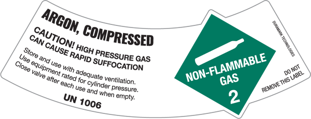 Cylinder Shoulder Label For Class 2 Non-Flammable Gas: Argon, Compressed - Caution High Pressure UN 1006