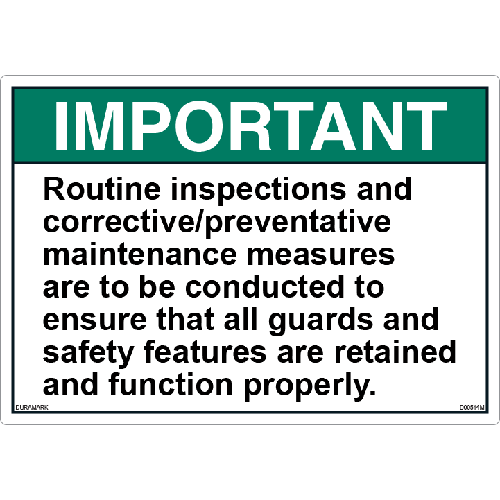 ANSI Safety Label - Important - Routine Inspections/Maintenance