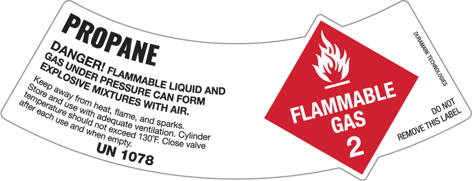Cylinder Shoulder Label For Class 2 Flammable Gas: Propane - Danger ...