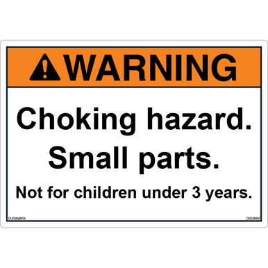 ANSI Safety Label - Warning - Choking Hazard - Under 3