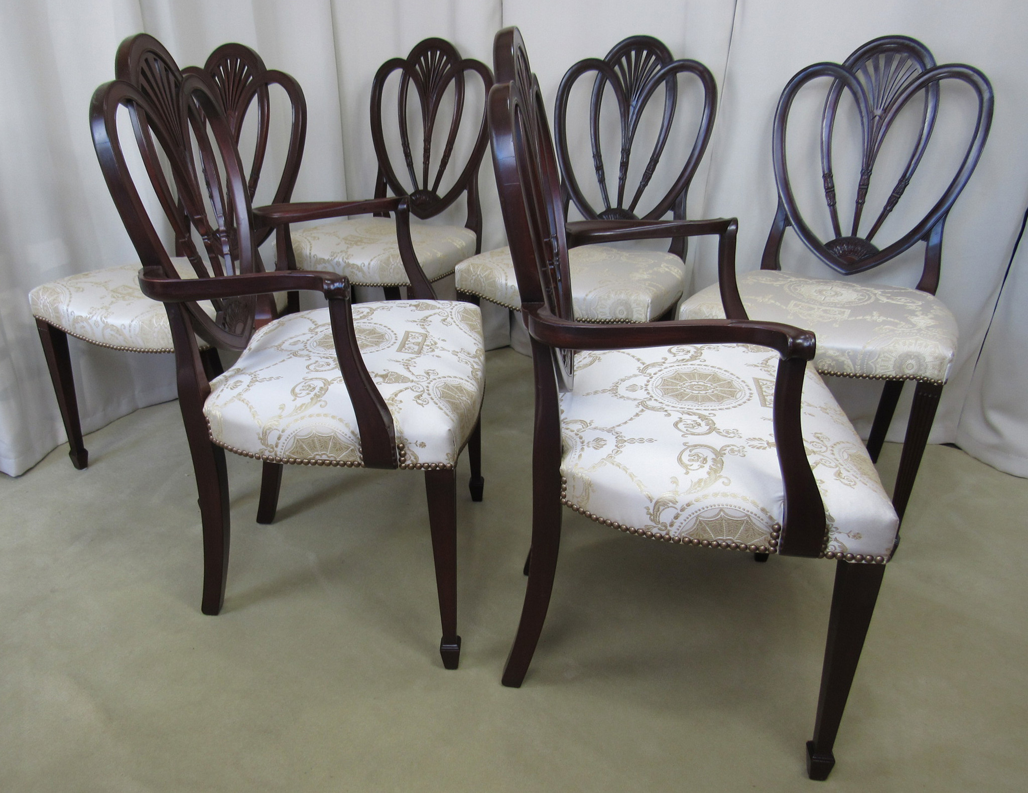 Set of 6 Antique Louis XV Dining Chairs includes 2 Armchairs